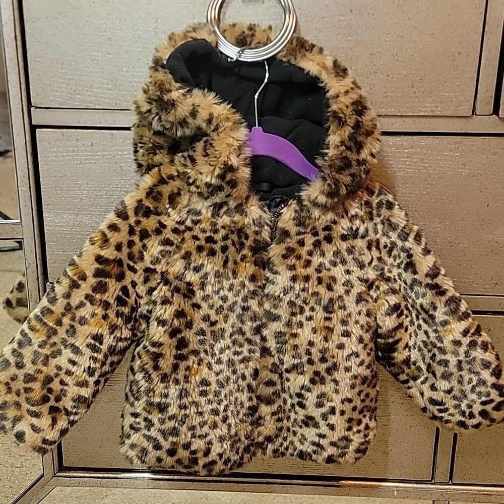 Baby Gap Cheetah Faur Fur Coat with Hood - Picture 14 of 16